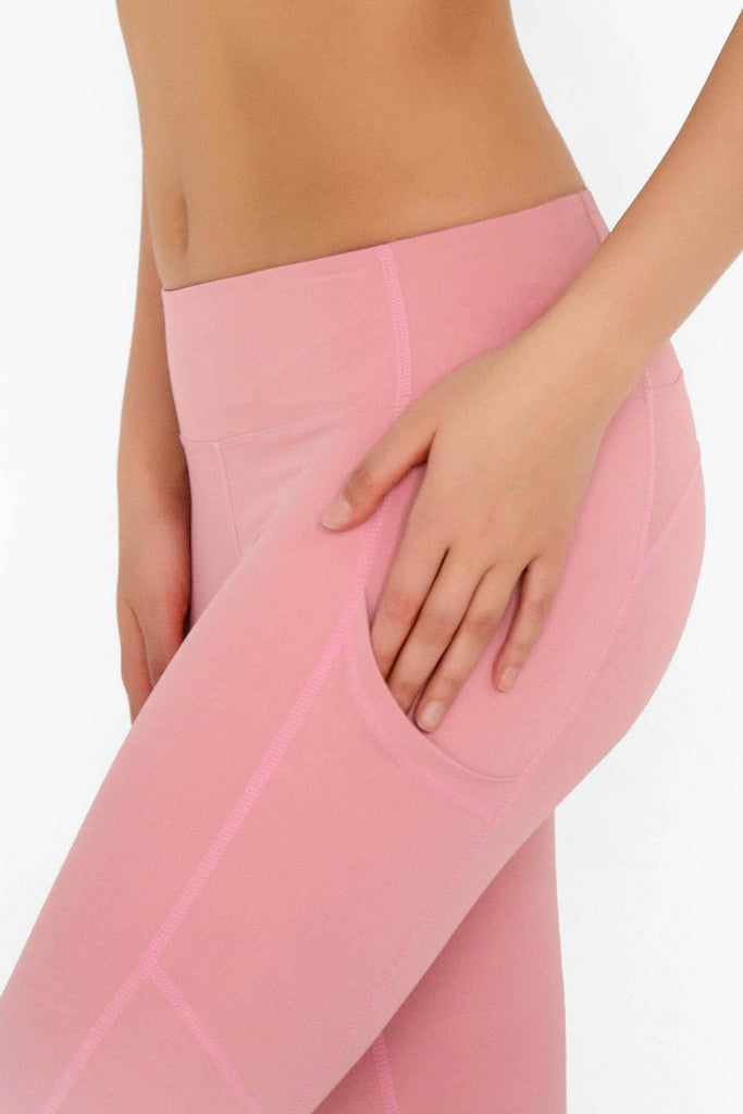 3 for $49! Dusty Pink Cassi Side Pockets Workout Leggings Yoga Pants - Women