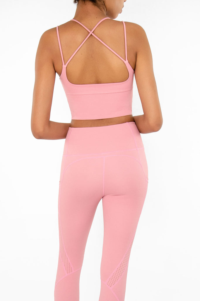 3 for $49! Dusty Pink Kelly Strappy Long Line Padded Sports Bra
