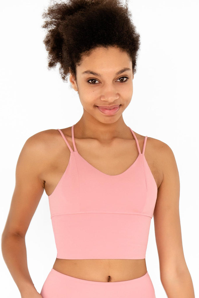 3 for $49! Dusty Pink Kelly Strappy Long Line Padded Sports Bra - Women -  Pineapple Clothing