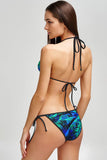 Electric Jungle Lara Navy Green Triangle String Bikini Top - Women - Pineapple Clothing
