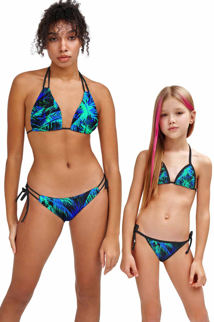 Electric Jungle Navy Blue Two-Piece Sporty Swimsuits - Mommy
