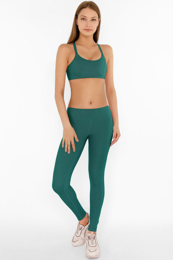 3 for $49! Emerald Green Cassi Side Pockets Workout Leggings