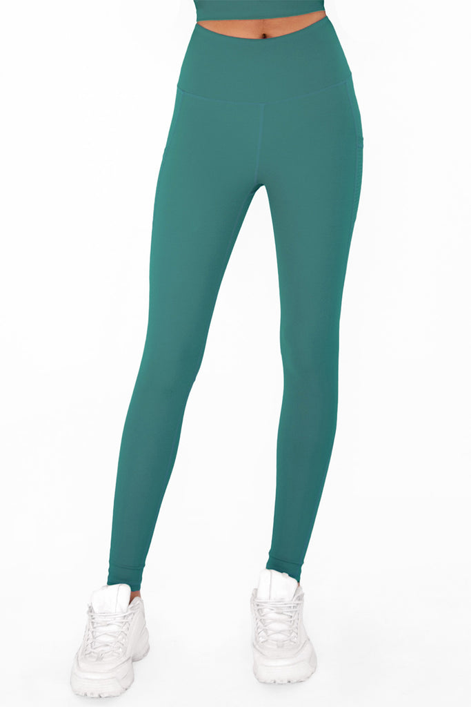 SALE! Emerald Green Cassi Mesh Pockets Workout Leggings Yoga Pants - Women  - Pineapple Clothing