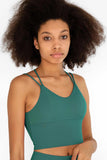 SALE! Emerald Green Kelly Strappy Long Line Padded Sports Bra - Women - Pineapple Clothing