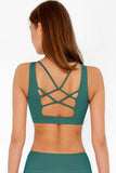 SALE! Emerald Green Kelly Strappy Open-Back Padded Sports Bra - Women - Pineapple Clothing