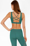 SALE! Emerald Green Kelly Strappy Open-Back Padded Sports Bra - Women - Pineapple Clothing