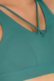 SALE! Emerald Green Kelly Strappy Open-Back Padded Sports Bra - Women - Pineapple Clothing