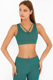 SALE! Emerald Green Kelly Strappy Open-Back Padded Sports Bra - Women - Pineapple Clothing