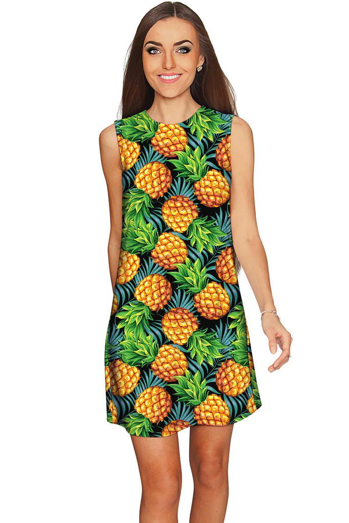 Endless Summer Adele Green Pineapple Print Cute Shift Dress - Girls
