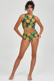 Endless Summer Carly Green Tropical High Neck Crop Bikini Top - Women - Pineapple Clothing