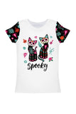 FangTastic Zoe White Spooky Cat Print Halloween T-Shirt - Kids - Pineapple Clothing