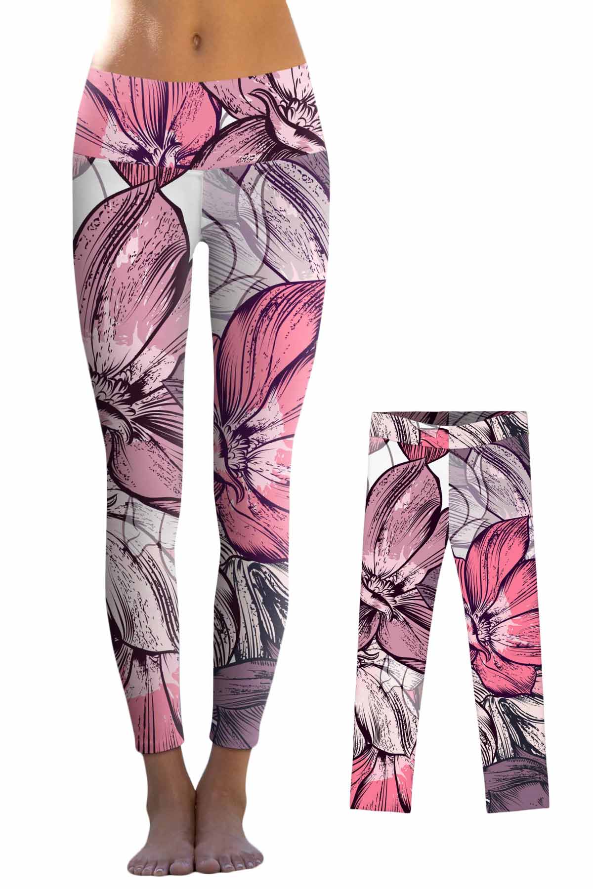 Fantasia Lucy Dusty Pink Floral Cute Printed Leggings - Mommy and Me - Pineapple Clothing