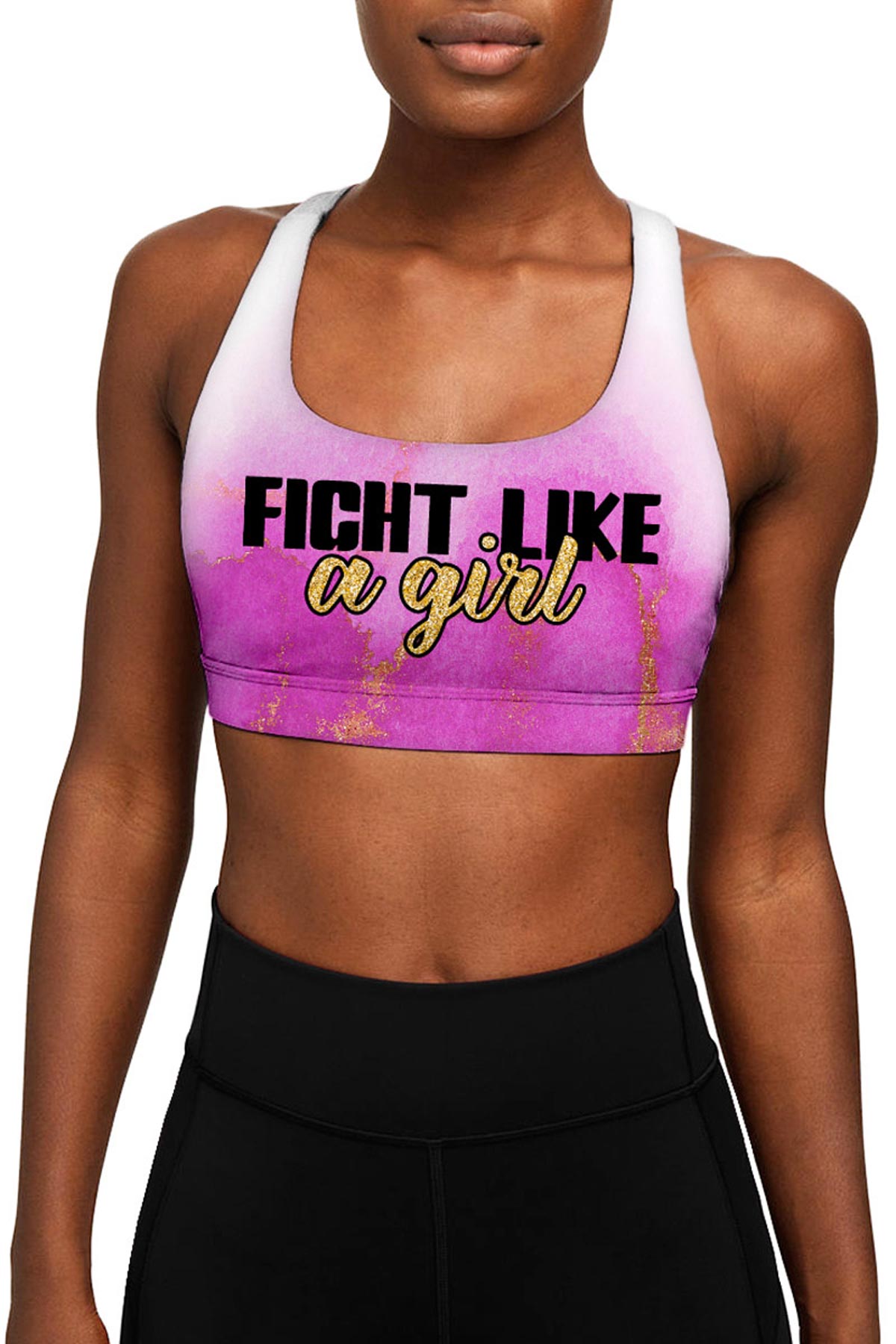 Fight Like a Girl Stella Pink Seamless Racerback Sports Bra - Women - Pineapple Clothing