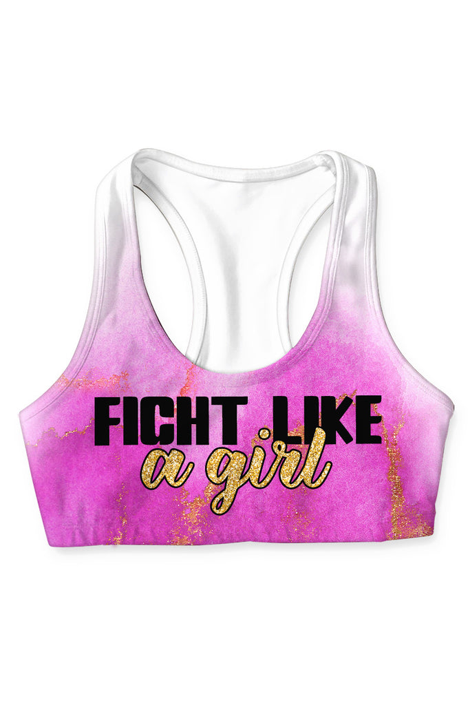 Fight Like a Girl Stella Pink Seamless Racerback Sports Bra - Women