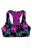 FireFly Stella Black Purple Floral Seamless Sports Yoga Bra - Women - Pineapple Clothing