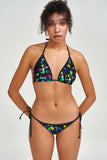 Fireworks Lara Glitter Print Triangle String Bikini Top - Women - Pineapple Clothing