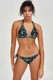 Fireworks Sara Glitter Print Strappy Triangle Bikini Top - Women - Pineapple Clothing