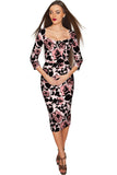Flirty Girl Lili Cocktail Pencil Pink Floral Dress - Women - Pineapple Clothing