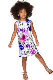 Floral Touch Adele Grey Printed Catchy Shift Dress - Girls - Pineapple Clothing