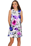 Floral Touch Adele Grey Print Party Mini Shift Dress - Women - Pineapple Clothing