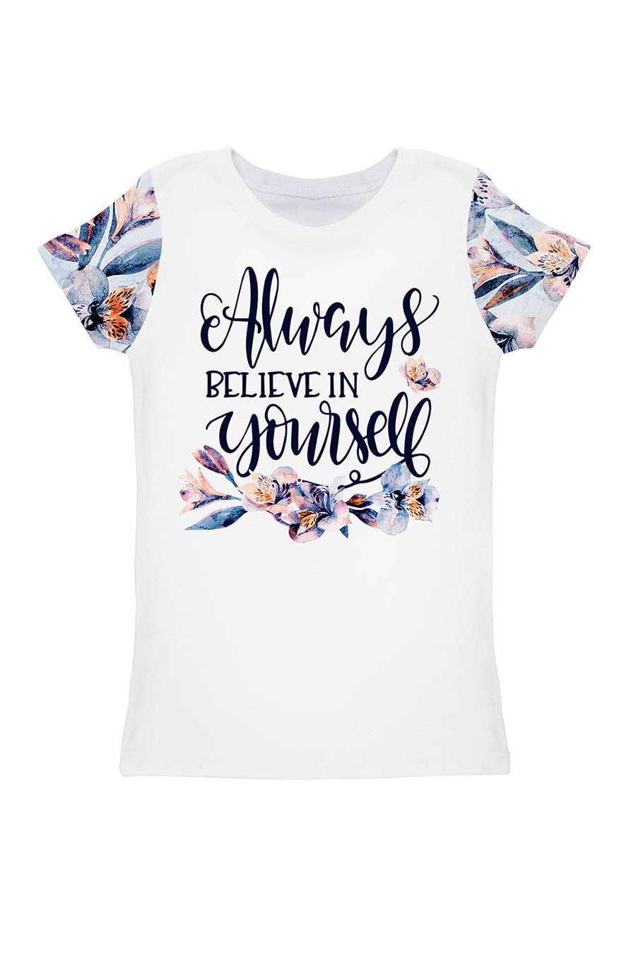 Florescence Zoe White Cute Quote Floral Print Designer T-Shirt - Kids - Pineapple Clothing