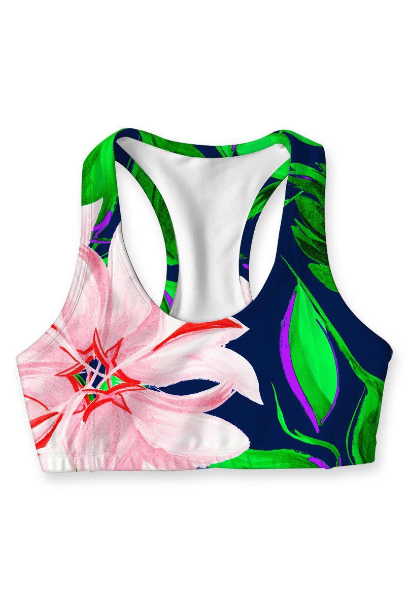 Flower Child Stella Printed Seamless Racerback Sport Yoga Bra - Women - Pineapple Clothing
