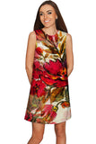 Free Spirit Adele Red Flower Print Boho Shift Dress - Women - Pineapple Clothing