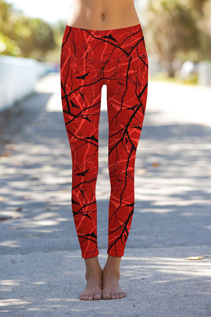 Full Moon Lucy Red Fall Halloween Print Leggings Yoga Pants