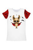 Full Moon Zoe White Cute Bat Print Halloween T-Shirt - Kids - Pineapple Clothing