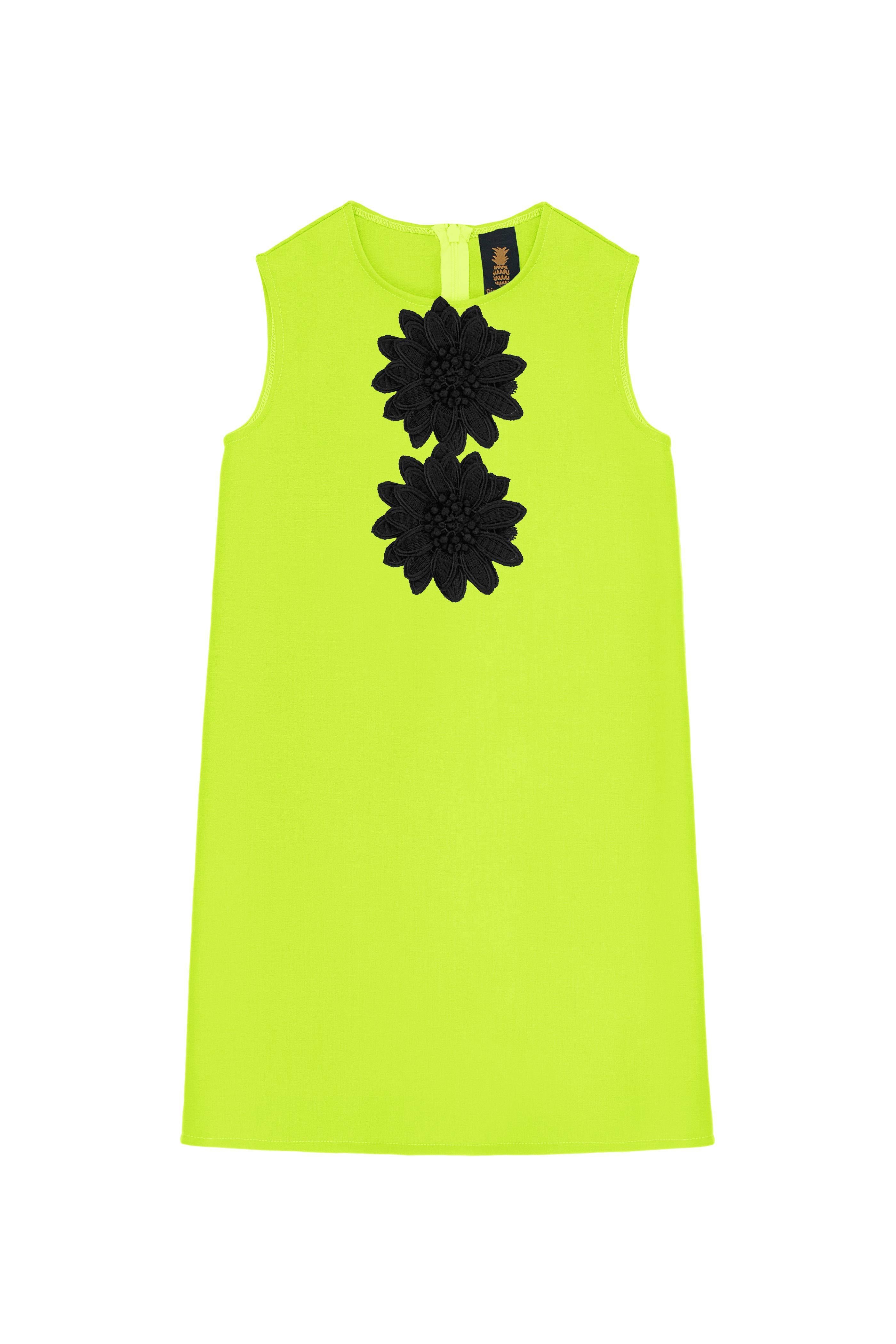 Neon Yellow Black Beige A-line Shift Trapeze Party Dress - Girls - Pineapple Clothing