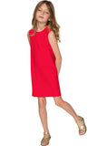 Cherry Red Stretchy Sleeveless Cute A-Line Summer Shift Dress - Girls - Pineapple Clothing