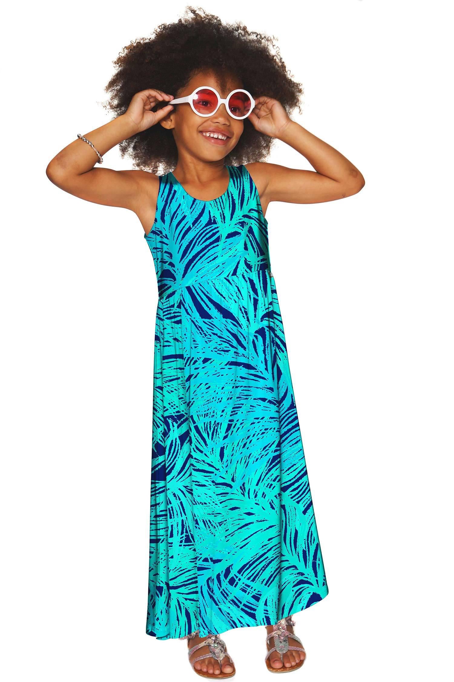 Tropical Dream Bella Sleeveless Empire Waist Vacation Maxi Dress - Girls - Pineapple Clothing