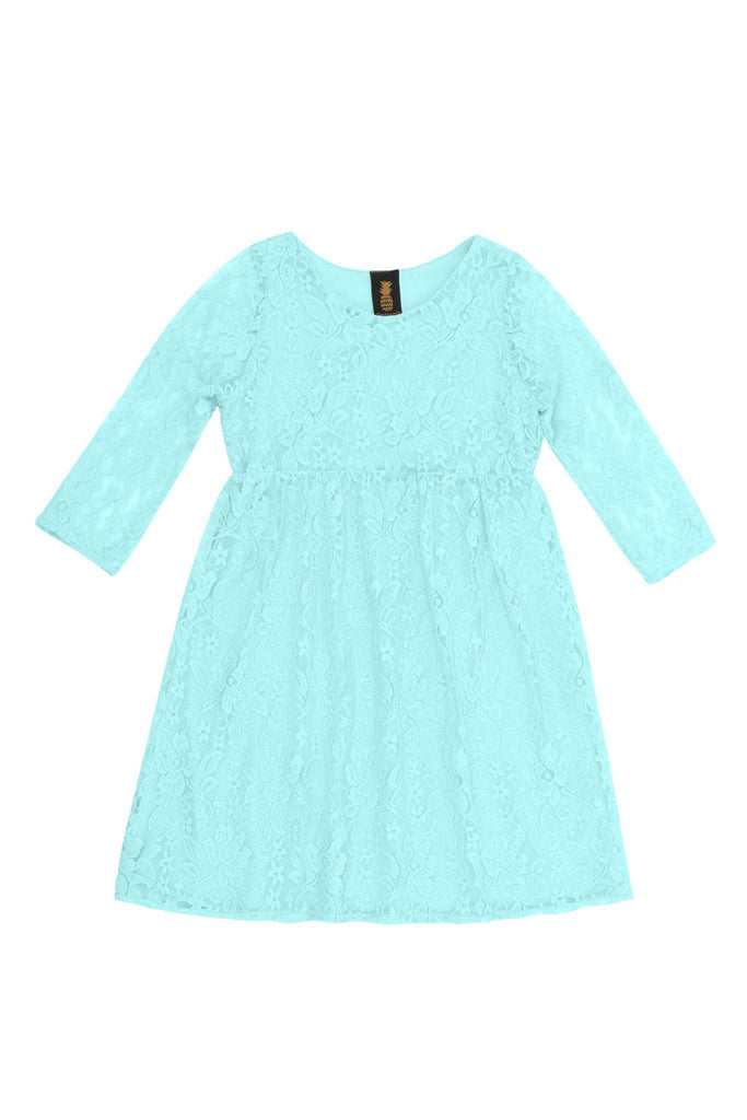 Mint Lace Empire Waist Three-Quarter Sleeve Mother Daughter Dress ...