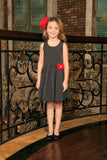 Black Grey Sleeveless Skater Fit & Flare Classy Party Dress - Girls - Pineapple Clothing