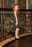 Black Grey Sleeveless Skater Fit & Flare Classy Party Dress - Girls - Pineapple Clothing