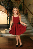 Ruby Red Floral Sleeveless Skater Fit and Flare Mother Daughter Dress - Pineapple Clothing