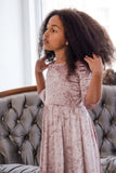 CLEARANCE! 65% off with code: VIP65 - Pale Pink Crushed Velvet Skater Fit & Flare Easter Party Dress - Girls - Pineapple Clothing