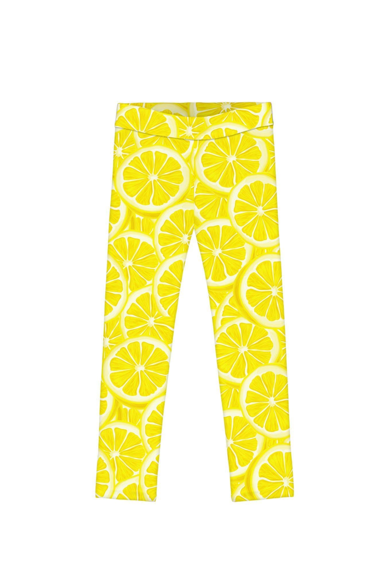 A Piece of Sun Lucy Yellow Lemon Print Cute Summer Leggings - Girls - Pineapple Clothing