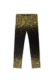Chichi Lucy Black & Gold Glitter Print Cute Leggings - Girls - Pineapple Clothing