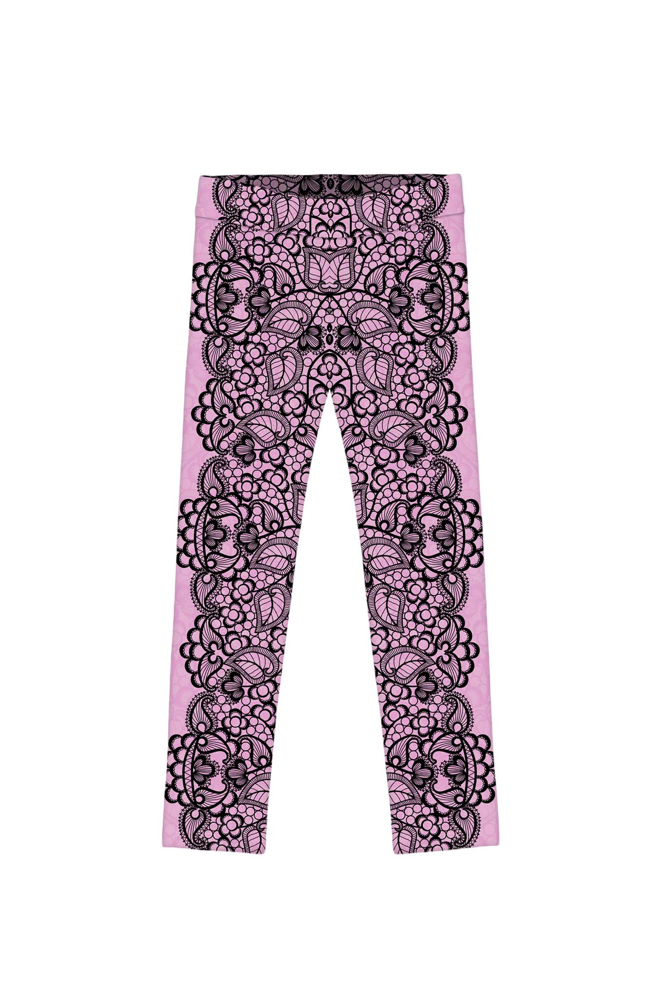 Lady Vamp Lucy Trendy Pink Lace Print Leggings - Girls - Pineapple Clothing