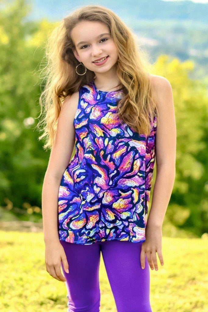 Make a Wish Emily Purple Print Sleeveless Fancy Top - Girls | Pineapple ...