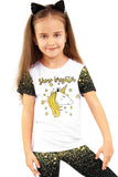 Chichi Zoe White & Gold Glitter Cute Unicorn Print T-Shirt - Kids - Pineapple Clothing