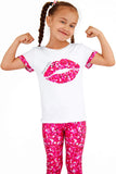 Glam Doll Zoe Pink Glittering Lips Print T-Shirt - Girls - Pineapple Clothing