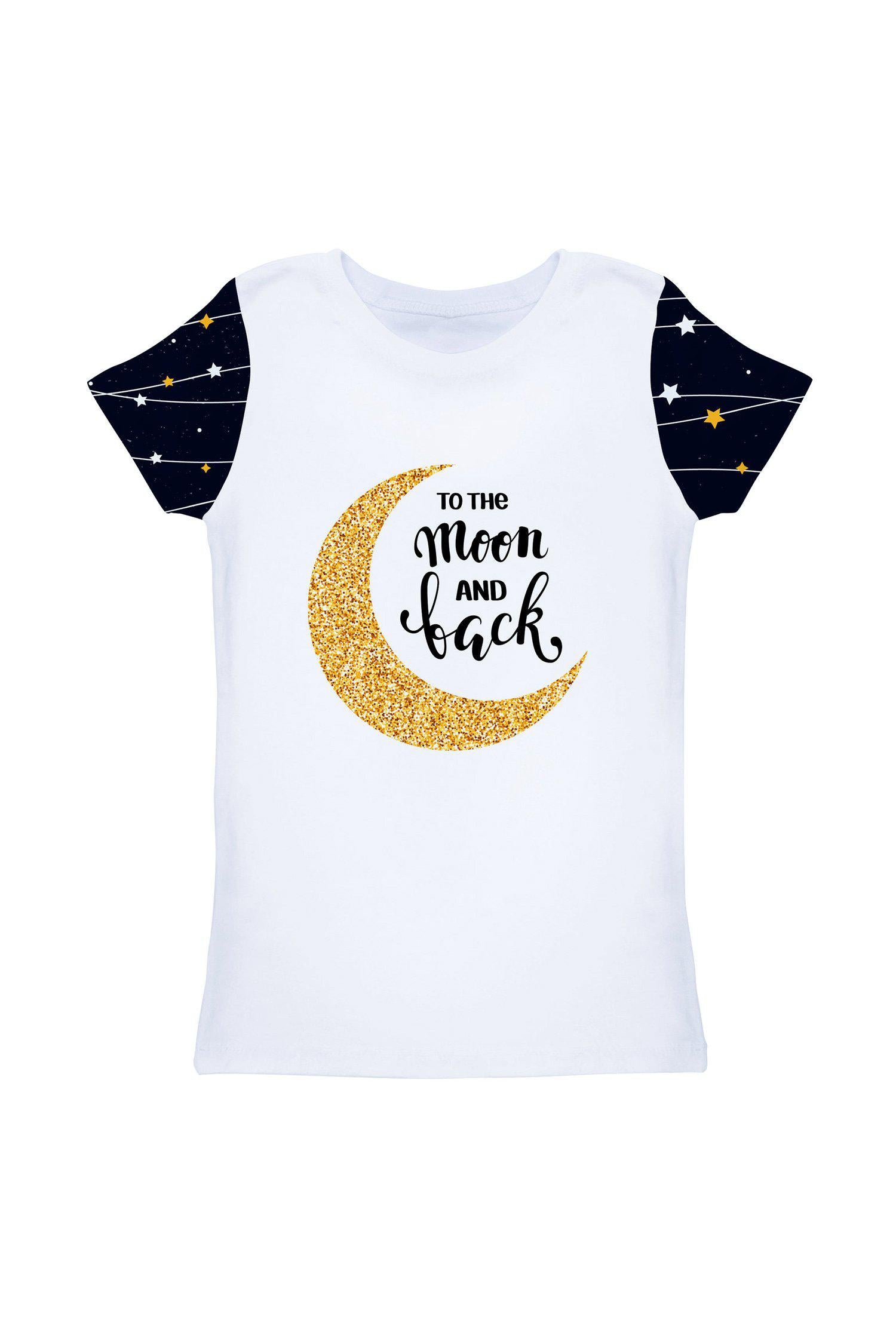 To the Moon & Back Zoe White Cute Designer T-Shirt - Kids - Pineapple Clothing
