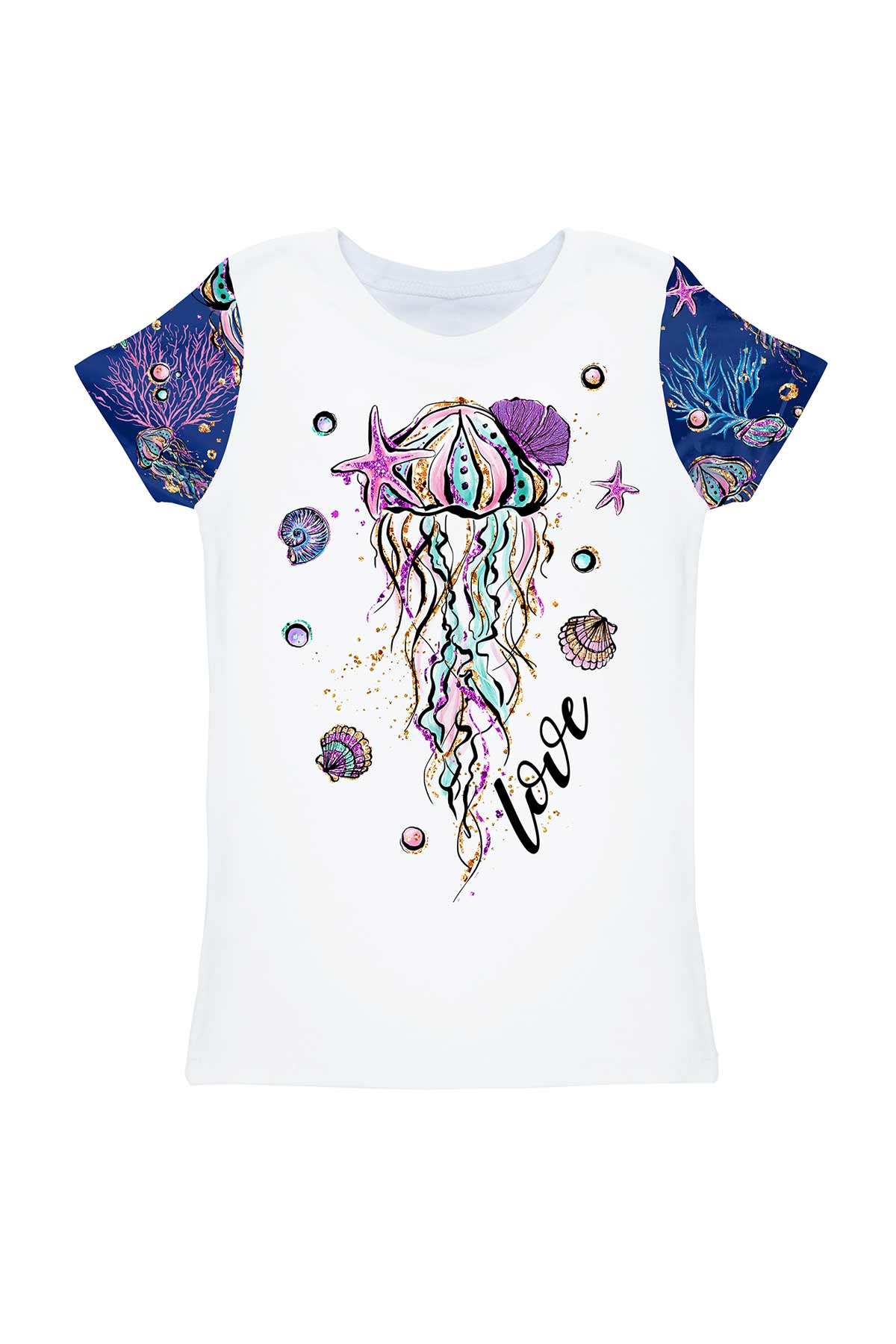 Jellyfish Zoe Cute White & Blue Sea Print T-Shirt - Kids - Pineapple Clothing