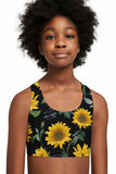 Sunnyflower Stella Black Floral Seamless Sports Bra Crop Top - Kids - Pineapple Clothing