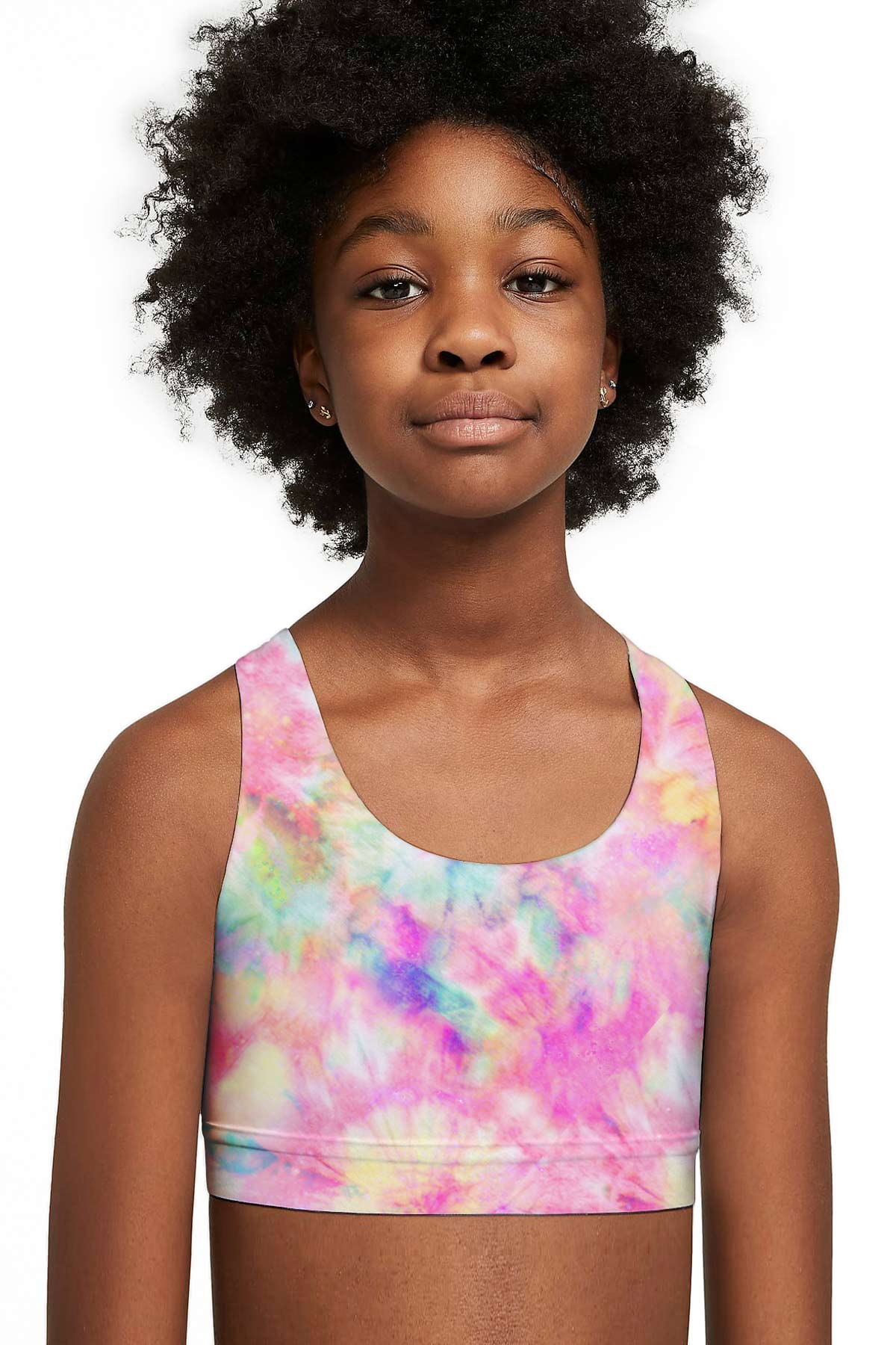 Girly Swirl Stella Pink Tie Dye Seamless Sports Bra Crop Top - Kids - Pineapple Clothing
