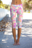 Girly Swirl Ellie Pink Tie Dye Performance Yoga Capri Leggings - Women - Pineapple Clothing