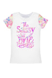 Girly Swirl Zoe White Pink Cute Quote Tie Dye Print T-Shirt - Kids - Pineapple Clothing