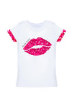 Glam Doll Zoe Pink Glittering Lips Print T-Shirt - Girls - Pineapple Clothing